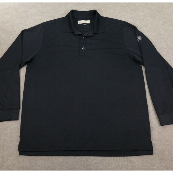 Donald Ross Long Sleeve Polo Shirt Men Large Black Bend Tree Country Club Dallas - Picture 1 of 13